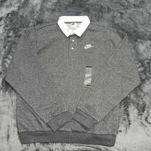 SMALL NIKE LONG SLEEVE POLO SWEAT SHIRT DX0537-071 NWOT